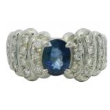 Platinum 1.43 ct Natural Sapphire & Diamond Ring