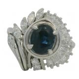 Platinum 2.16 ct Natural Sapphire & Diamond Ring