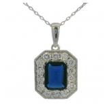 Emerald Cut 3.25 ct Sapphire & Diamond Necklace