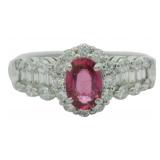 Platinum 1.16 ct Natural Ruby & VS Diamond Ring