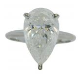 14kt Gold 4.50 ct Pear Lab Diamond Solitaire Ring
