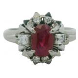 Platinum Natural Ruby & Diamond Ring