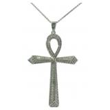 Natural 1/2 ct Large Diamond "Ankh" Cross Neckalce