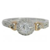 14kt Gold/Sterling Silver White Topaz Solitaire