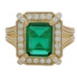 Emerald Cut 3.00 ct Emerald & Diamond Ring