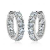 Genuine 5.00 ct Aquamarine Hoop Earrings
