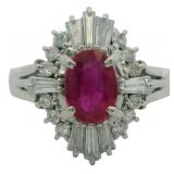 Platinum 1.31 ct Natural Ruby & VS Diamond Ring