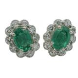 Oval 1.50 ct Emerald & Diamond Earrings
