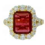 Emerald Cut 5.00 ct Ruby & Diamond Ring