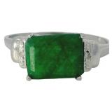 Step Cut 2.81 ct Natural Emerald & Diamond Ring