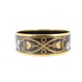 HERMES Black & Gold Bangle Bracelet