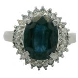 Platinum 2.87 ct Natural Sapphire & Diamond Ring