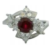 Platinum 1.39 ct Natural Ruby & Diamond Ring