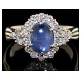 Platinum 3.04 ct Star Sapphire & Diamond Ring