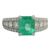 Platinum 2.55 Natural Emerald & VS Diamond Ring