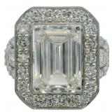 14kt Gold 6.84 ct Emerald Cut VS Lab Diamond Ring