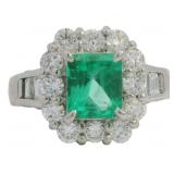 Platinum 3.43 ct Natural Emerald & VS Diamond Ring