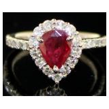 Platinum 1.80 ct Natural GIA Ruby & Diamond Ring