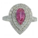 Pear Cut 2.25 ct Pink Sapphire & Diamond Ring