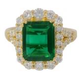 Emerald Cut 5.00 ct Emerald & Diamond Ring