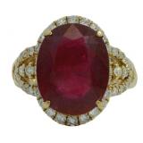 14k Gold 9.19 ct Oval Ruby & Diamond Ring