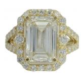 14kt Gold 7.58 ct Emerald Cut VS Lab Diamond Ring