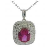 Oval 4.50 ct Pink Sapphire & Diamond Necklace