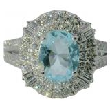 Oval 4.20 ct Aquamarine & Diamond Designer Ring