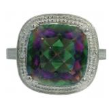 Cushion Cut 4.11 ct Mystic Topaz & Diamond Ring