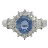 Platinum 2.09 ct Natural Sapphire & Diamond Ring