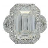 14kt Gold 9.41 ct Emerald Cut VS Lab Diamond Ring
