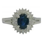 Platinum 1.37 ct Natural Sapphire & Diamond Ring