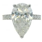 14kt Gold 5.37 ct Pear Cut VS Lab Diamond Ring