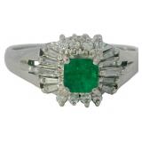 Platinum .56 ct Natural Emerald & Diamond Ring