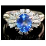 Platinum 3.11 ct Natural Sapphire & Diamond Ring
