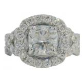 14kt Gold 3.54 ct Cushion Cut VS Lab Diamond Ring