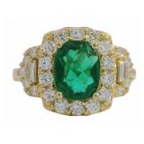 Oval 3.50 ct Emerald & Diamond Ring
