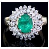 Platinum 1.80 ct Natural Emerald & Diamond Ring