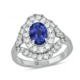 Oval 2.50 ct Sapphire & Diamond Double Halo Ring