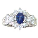 Platinum 1.21 ct Natural Sapphire & Diamond Ring