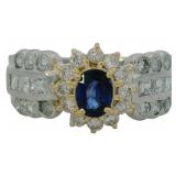 Plat/Gold 1.44 ct Natural Sapphire & Diamond Ring