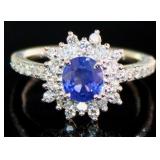 Platinum 2.22ct Natural Sapphire & VS Diamond Ring