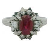 Platinum Natural Ruby & Diamond Ring