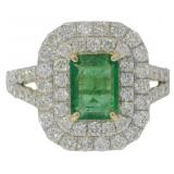 14k Gold 2.04ct Natural Emerald & Diamond Ring