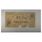 1862 25 Cent State of North Carolina Treasury Note