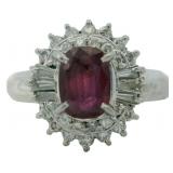 Platinum 1.17 ct Natural Ruby & Diamond Ring