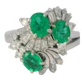 Platinum 1.61 ct Natural Emerald & Diamond Ring