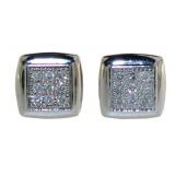 Cushion Cut Pave' Diamond Stud Earrings