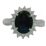 Platinum 3.26ct Natural Sapphire & VS Diamond Ring