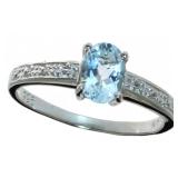 Oval Aquamarine & Diamond Ring